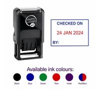 Trodat 4750 Custom Text Self-Inking Date Stamp - Two Lines - Blue/Red