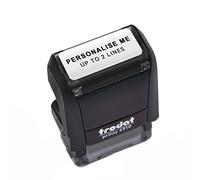 Trodat Black Printy 4910 Personalised Custom Office, Business and Teacher Stamp - Allows Up to 2 Lines of Text - Impression Size 24 x 7 mm - Self-Inking with 3 Ink Pad Colours to Choose from