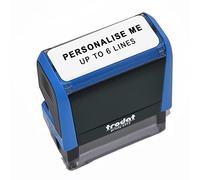 Trodat Blue Printy 4913 Personalised Custom Office, Business and Teacher Stamp - Allows Up to 6 Lines of Text - Impression Size 57 x 21 mm - Self-Inking with 3 Ink Pad Colours Choices