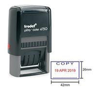 Trodat Eco Printy Stamp Self-Inking Word and Date Stamp - Copy | COPY text and adjustable date; 42 x 26mm impression, your selected ink colour; self-inking for records and documents.