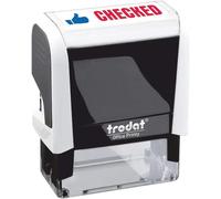 Trodat Office Printy 4912 Self Inking Word Stamp Checked 46X18mm Blue/Red Ink