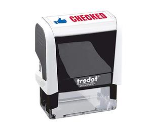 Trodat Office Printy 4912 Self Inking Word Stamp Checked 46X18mm Blue/Red Ink