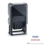 Trodat - Paid Date Stamp - Self-Inking Dual Red/Blue Stamper - 39 x 23mm | Red ink creates clear impressions for dating, organising and processing documents, correspondence and records.