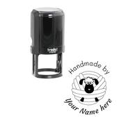 Trodat Personalised Knitting Stamp - Custom Self-Inking Rubber Stamp for Crafters & Crochet Packaging | Trodat Printy 4642 | Sheep Knitting Design | 40mm | Eco-Friendly