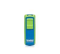 Trodat Pocket Printy 9511 Portable Self-Inking Stamp - Green/Blue - Custom 4-Line Text, Compact 38 x 14 mm, One-Hand Use, Lanyard Eyelet