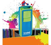 Trodat Pocket Printy 9512 - Professional Self-Inking Pocket Stamp with 4 Customizable Lines - Text Plate 47 x 18 mm Included (Green and Blue)