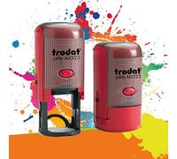 Trodat Printy 46025 - Professional Self-Inking Stamp with 5 Customizable Lines - Text Plate 25 mm in Diameter Included (Red)