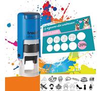 Trodat Printy 4612 - Professional Self-Inking Stamp for Loyalty Cards - Text Plate 12 mm in Diameter Included (Blue)