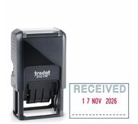 Trodat Printy 4750 Dater Stamp with English Phrase RECEIVED - Self Inking, Red Ink Date and Blue Text