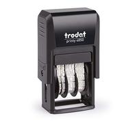 Trodat Printy 4850 Custom Date Stamp, Self Inking, 23 x 4 mm Impression with 1 Line Personalised Text and 3.8 mm Date, Red and Blue Ink Pad Included