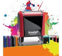 Trodat Printy 4911 - Professional Self-Inking Stamp with 3 Customizable Lines - Text Plate 38 x 14 mm Included (Red)