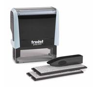 Trodat Printy 4913 Custom Stamp - DIY Self Inking Stamp Personalised by You - Pastel Blue - Can Be Changed Multiple Times - Black Ink - Impression Size 57 x 21mm - Max 6 Lines of Text