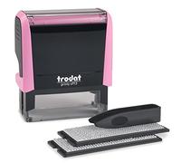 Trodat Printy 4913 Custom Stamp - DIY Self Inking Stamp Personalised by You - Pastel Rose - Can Be Changed Multiple Times - Black Ink - Impression Size 57 x 21mm - Max 6 Lines of Text, Pastel Pink