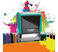 Trodat Printy 4913 - Professional Self-Inking Stamp with 5 Customizable Lines - Text Plate 58 x 22 mm Included (Turquoise)