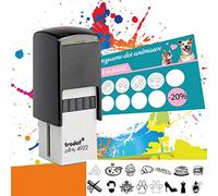 Trodat Printy 4922 - Professional Self-Inking Stamp for Loyalty Cards with 4 Customizable Lines - Text Plate 20 x 20 mm Included