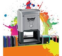 Trodat Printy 4927 - Professional Self-Inking Stamp with 9 Customizable Lines - Text Plate 60 x 40 mm Included (Grey)