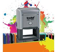 Trodat Printy 4928 - Professional Self-Inking Stamp with 7 Customizable Lines - Text Plate 60 x 33 mm Included (Grey)