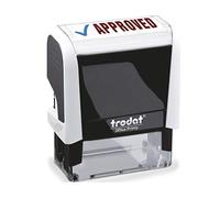 Trodat Stamp 4912 Office Printy with English Text APPROVED - Self Inking, Red and Blue Ink, 18 x 46 mm