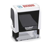 Trodat Stamp 4912 Office Printy with English Text OVERDUE - Self Inking, Red and Blue Ink, 18 x 46 mm, 77245