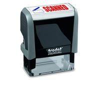 Trodat Stamp 4912 Office Printy with English Text Scanned - Self Inking, Red and Blue Ink, Impression Size 3/4" x 1-7/8"