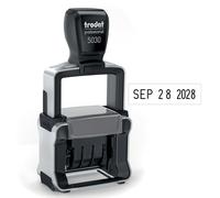 Trodat T5030 Professional Stamp, Dater, Self-Inking, 1 5/8 x 3/8, Black
