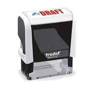 Trodat White Medium Self-inking Draft Stamp - 'DRAFT' Text in Red, Blue Image, Recycled Material