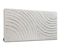 Trogonup Large Abstract Canvas Wall Art for Living Room Hand Painted White Minimalist Textured Painting Modern Neutral Artwork for Bedroom Home Office Decor Ready to Hang 20x40 Inch