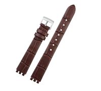 TROGPYXG 12mm Strap Compatible With Swatch Calf Leather Watch Band YSS306/LP131/LW143/LK292G Stainless Steel Clasp Women Business(Silver white)