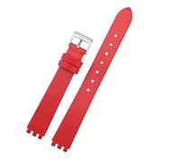 TROGPYXG 12mm Strap Compatible With Swatch Calf Leather Watch Band YSS306/LP131/LW143/LK292G Stainless Steel Clasp Women Business(Coal Black)