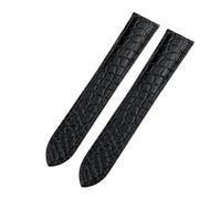 TROGPYXG 14mm 16mm 18mm 20mm 21mm 22mm 23mm Crocodile Leather Watchband Compatible With Cartier Solo Blue Balloon Alligator Watch Strap(Black,14mm,No Buckle)