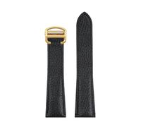 TROGPYXG 17mm 18mm 20mm Leather Watch Band Compatible With Cartier Must London Key, Replacement Calfskin Strap For Women & Men(Black golden,18mm)