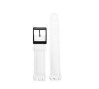 TROGPYXG 17mm 19mm Calf Lea-ther Wrist Strap Compatible With Swatch Watch Band YCS YAS YGS Series Men Women Bracelet Watchband Accessories(White B-B,19mm)