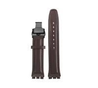 TROGPYXG 17mm 19mm Watchband Compatible With Swatch Leather Strap YCS YAS YGS IRONY Cowhide Calfskin Men's Women's Bracelet(Brown-black-B,19mm)