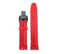 TROGPYXG 17mm 19mm Watchband Compatible With Swatch Leather Strap YCS YAS YGS IRONY Cowhide Calfskin Men's Women's Bracelet(Red-black-B,17mm)