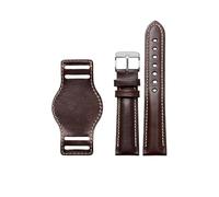 TROGPYXG 18mm 20mm 22mm Cowhide Watch Strap Compatible With Rolex Submariner Daytona Series Vintage Leather Bracelet Watchband Accessories(A-Dark Brown Silver,18mm)