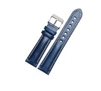 TROGPYXG 18mm 20mm 22mm Cowhide Watch Strap Compatible With Rolex Submariner Daytona Series Vintage Leather Bracelet Watchband Accessories(B-Blue-Silver,22mm)