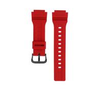 TROGPYXG 18mm Waterproof Colour Rubber Watchband Compatible With Casio WS-1400H/1300/1500 W-737H AE1500 Resin Silicone Strap Unisex Bracelet(Red black pin)