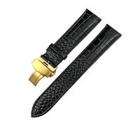 TROGPYXG 19mm 20mm 21mm 22mm Leather Watchband Compatible With Omega Compatible With Tissot Compatible With Longines Crocodile Pattern Watch Strap(Black-gold 1,20mm)