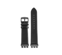 TROGPYXG 21mm Cowhide Strap With Metal Connector Compatible With Swatch Bracelet YVS420 YVS451 YVS400 Modified Metal Adapter Lea-ther Watchband(Black-black)