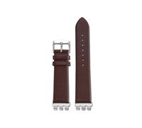 TROGPYXG 21mm Cowhide Strap With Metal Connector Compatible With Swatch Bracelet YVS420 YVS451 YVS400 Modified Metal Adapter Lea-ther Watchband(Brown-silver)