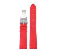 TROGPYXG 22mm Curved End Rubber Watch Band Compatible With Tudor Black Bay 58 Bronze - Soft Silicone Strap, Red Floral Pattern(Red-silver B)