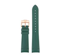 TROGPYXG 22mm Curved End Rubber Watch Band Compatible With Tudor Black Bay 58 Bronze - Soft Silicone Strap, Red Floral Pattern(Green-Rose gold A)