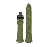 TROGPYXG 26 * 14mm Nylon Canvas Leather Bottom Watchband Compatible With Casio Heart Of Steel Edifice Series GST-B400 EFB-680 ECB-10D Strap Bracelet(Black Green,26.12mm)