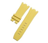 TROGPYXG 28mm Soft Fluorous FKM Rubber Watchband Compatible With AP Strap Watch Audemars Piguet Wristband 42mm Dial 15703 15710 Pin Buckle(Yellow,28MM_WITHOUT BUCKLE)