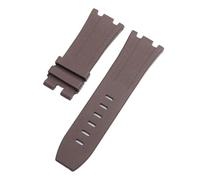 TROGPYXG 28mm Soft Fluorous FKM Rubber Watchband Compatible With AP Strap Watch Audemars Piguet Wristband 42mm Dial 15703 15710 Pin Buckle(Brown,28MM_SILVER BUCKLE)