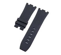TROGPYXG 28mm Soft Fluorous FKM Rubber Watchband Compatible With AP Strap Watch Audemars Piguet Wristband 42mm Dial 15703 15710 Pin Buckle(Black,28MM_BLACK BUCKLE)