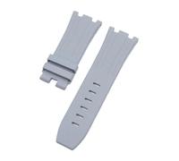 TROGPYXG 28mm Soft Fluorous FKM Rubber Watchband Compatible With AP Strap Watch Audemars Piguet Wristband 42mm Dial 15703 15710 Pin Buckle(Grey,28MM_GOLD BUCKLE)
