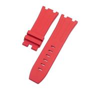 TROGPYXG 28mm Soft Fluorous FKM Rubber Watchband Compatible With AP Strap Watch Audemars Piguet Wristband 42mm Dial 15703 15710 Pin Buckle(Red,28MM_ROSE BUCKLE)