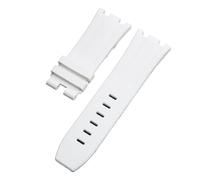 TROGPYXG 28mm Soft Fluorous FKM Rubber Watchband Compatible With AP Strap Watch Audemars Piguet Wristband 42mm Dial 15703 15710 Pin Buckle(White,28MM_ROSE BUCKLE)