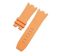 TROGPYXG 28mm Soft Fluorous FKM Rubber Watchband Compatible With AP Strap Watch Audemars Piguet Wristband 42mm Dial 15703 15710 Pin Buckle(Orange,28MM_GOLD BUCKLE)